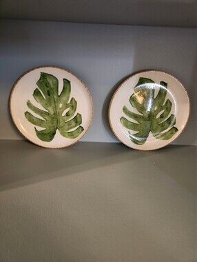 2 Cmg Ceramic Hand Painted Monstera Leaf